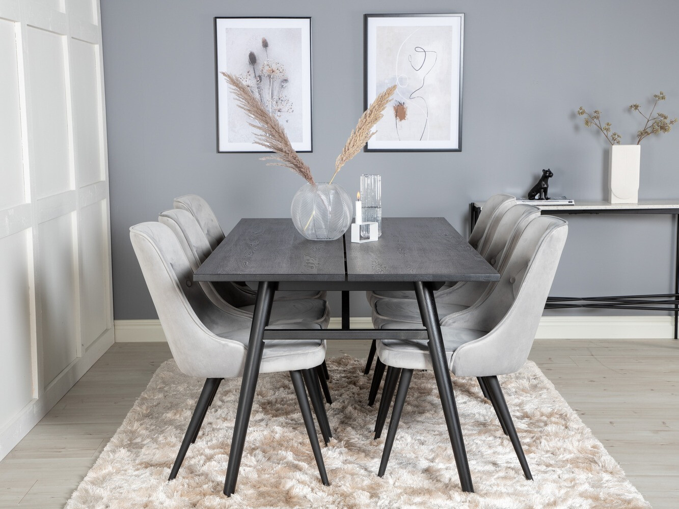 Dining set Dallas 1780 (Black + Light grey)