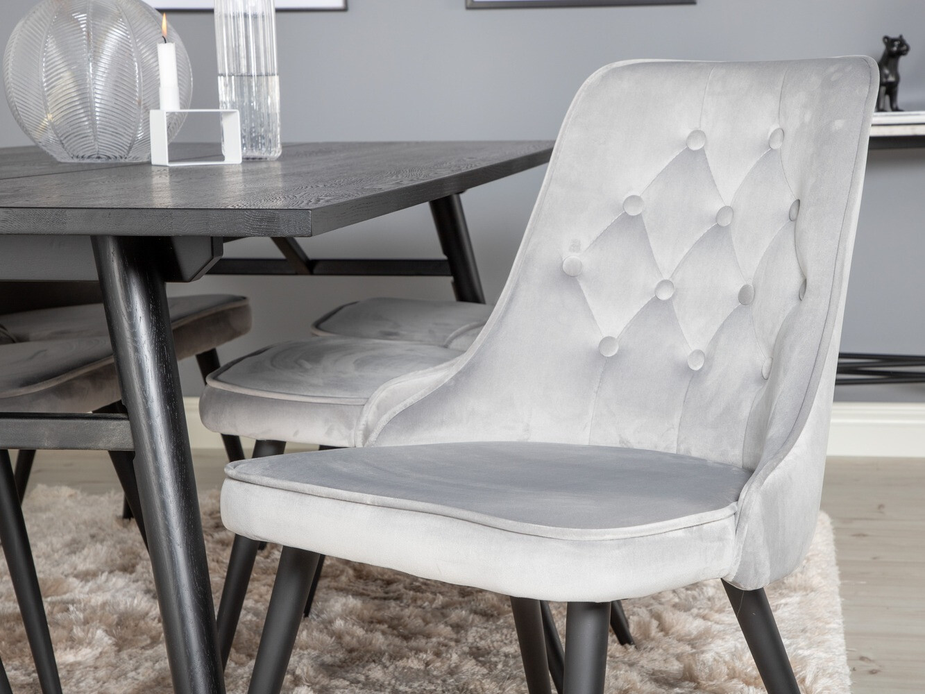 Dining set Dallas 1780 (Black + Light grey)