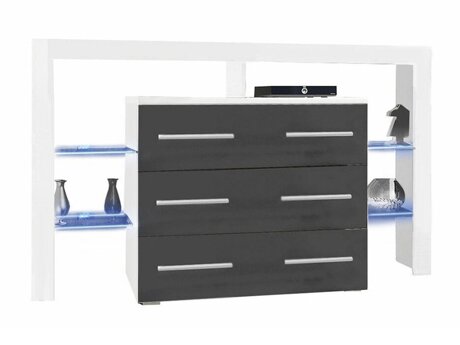 Chest of drawers Nashville 108 (White + Gloss grey)
