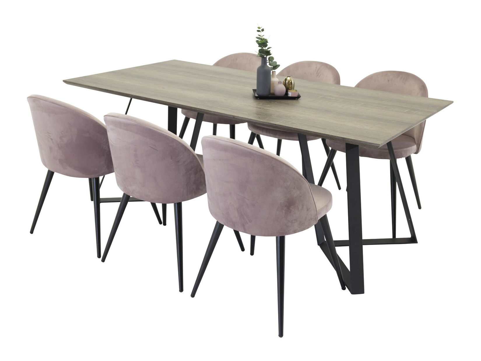 Dining set Dallas 340 (Dusty pink + Black)