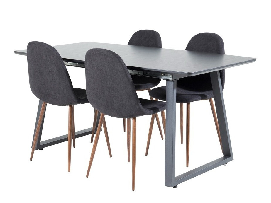 Dining set Dallas 1983 (Black + Walnut)