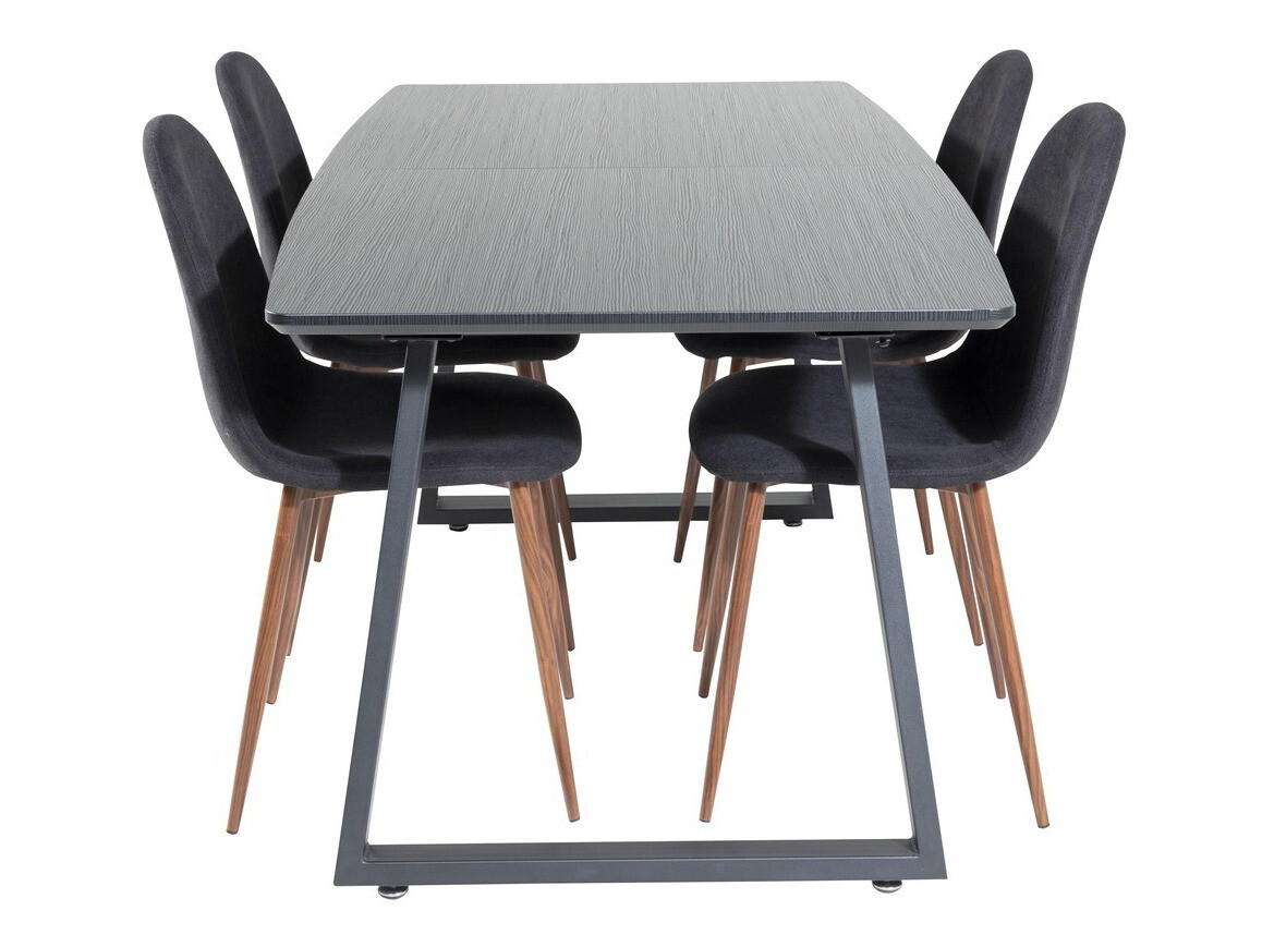 Dining set Dallas 1983 (Black + Walnut)