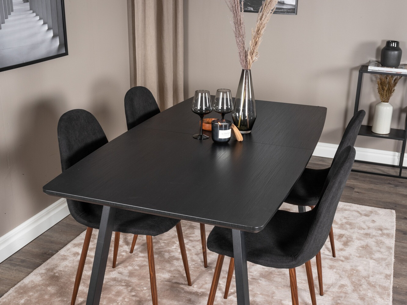 Dining set Dallas 1983 (Black + Walnut)