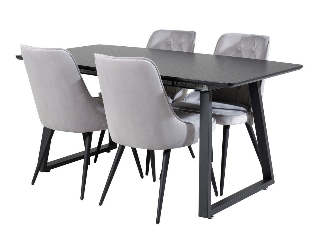 Dining set Dallas 1993 (Black + Light grey)