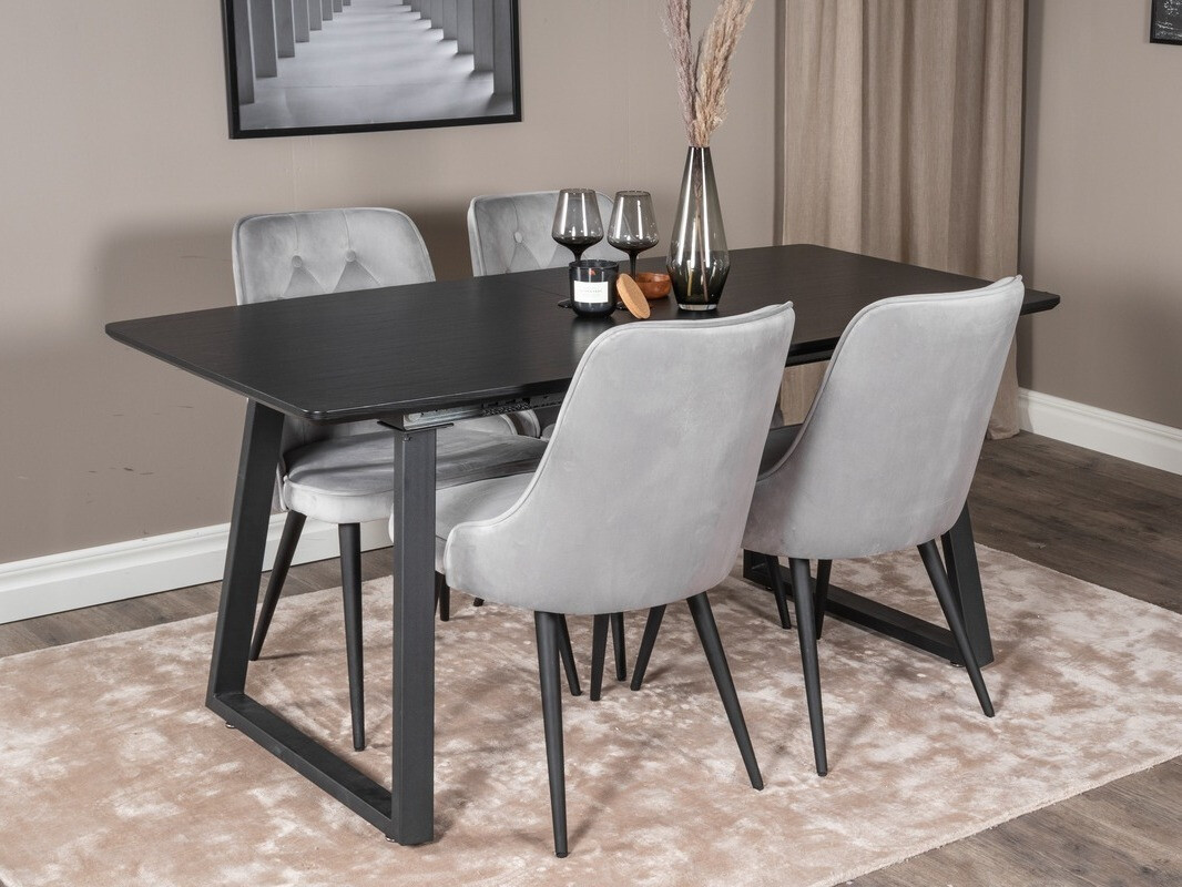Dining set Dallas 1993 (Black + Light grey)