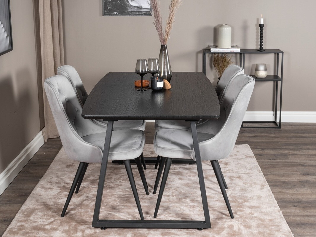 Dining set Dallas 1993 (Black + Light grey)