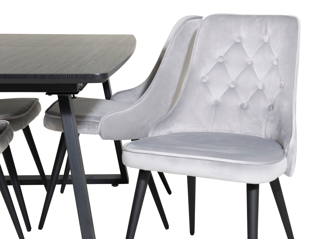 Dining set Dallas 1993 (Black + Light grey)