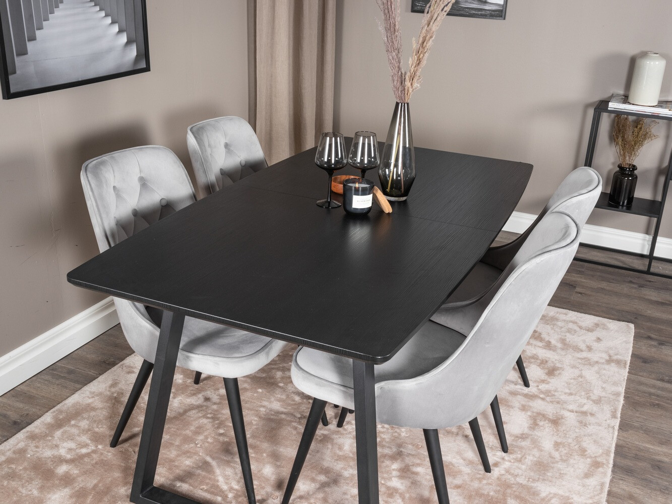 Dining set Dallas 1993 (Black + Light grey)