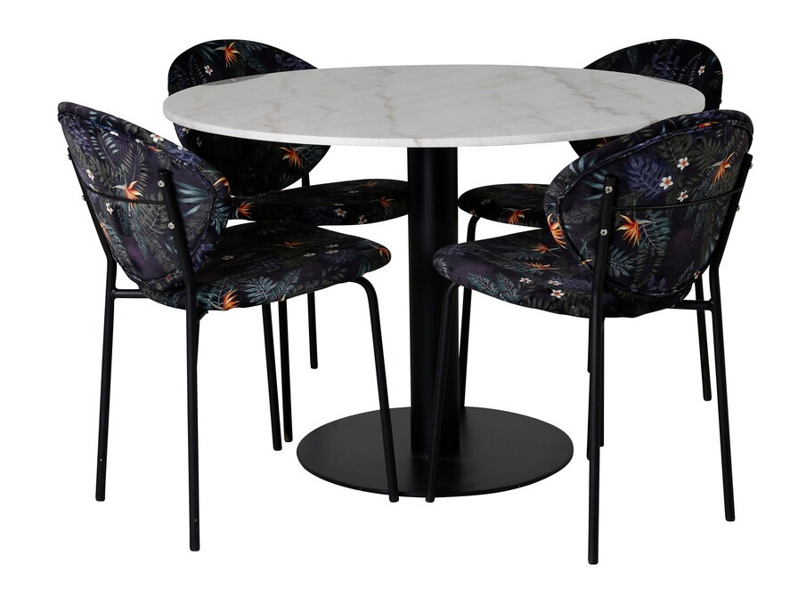 Dining set Dallas 1298 (Floral pattern + Black)