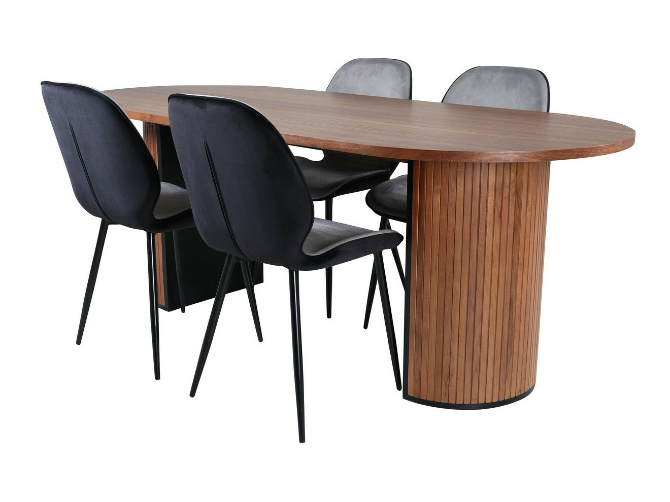 Dining set Dallas 2763 (Walnut + Black)