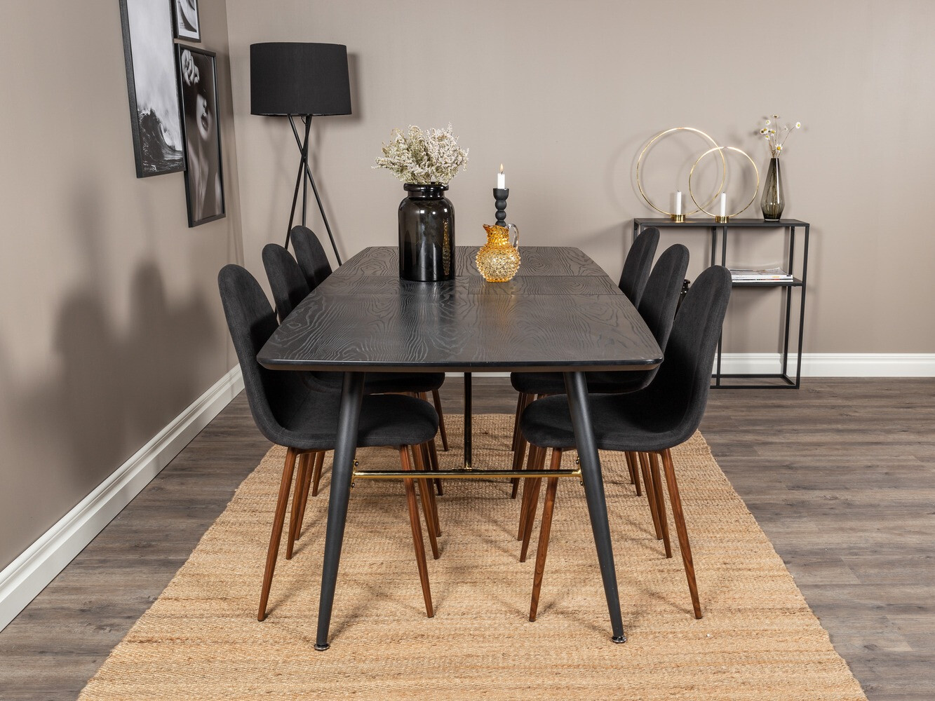 Dining set Dallas 1443 (Black + Nut)