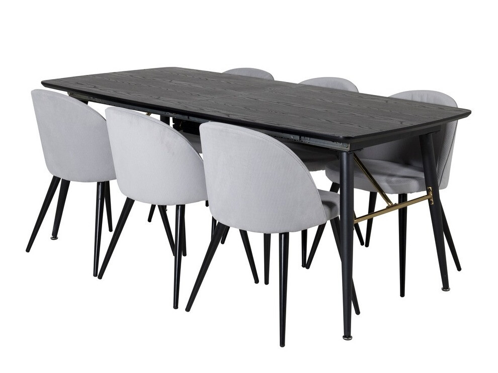 Dining set Dallas 1447 (Light grey + Black)