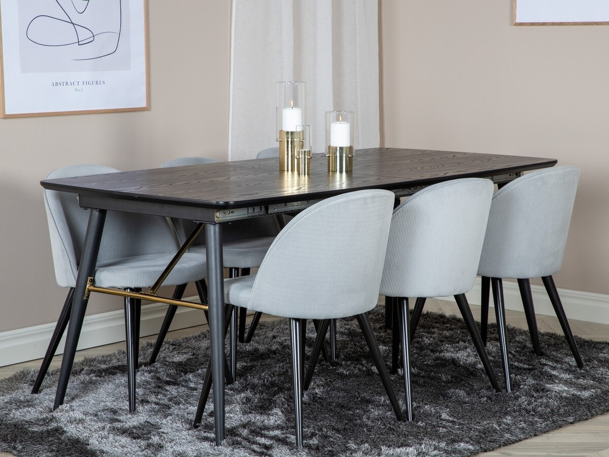 Dining set Dallas 1447 (Light grey + Black)