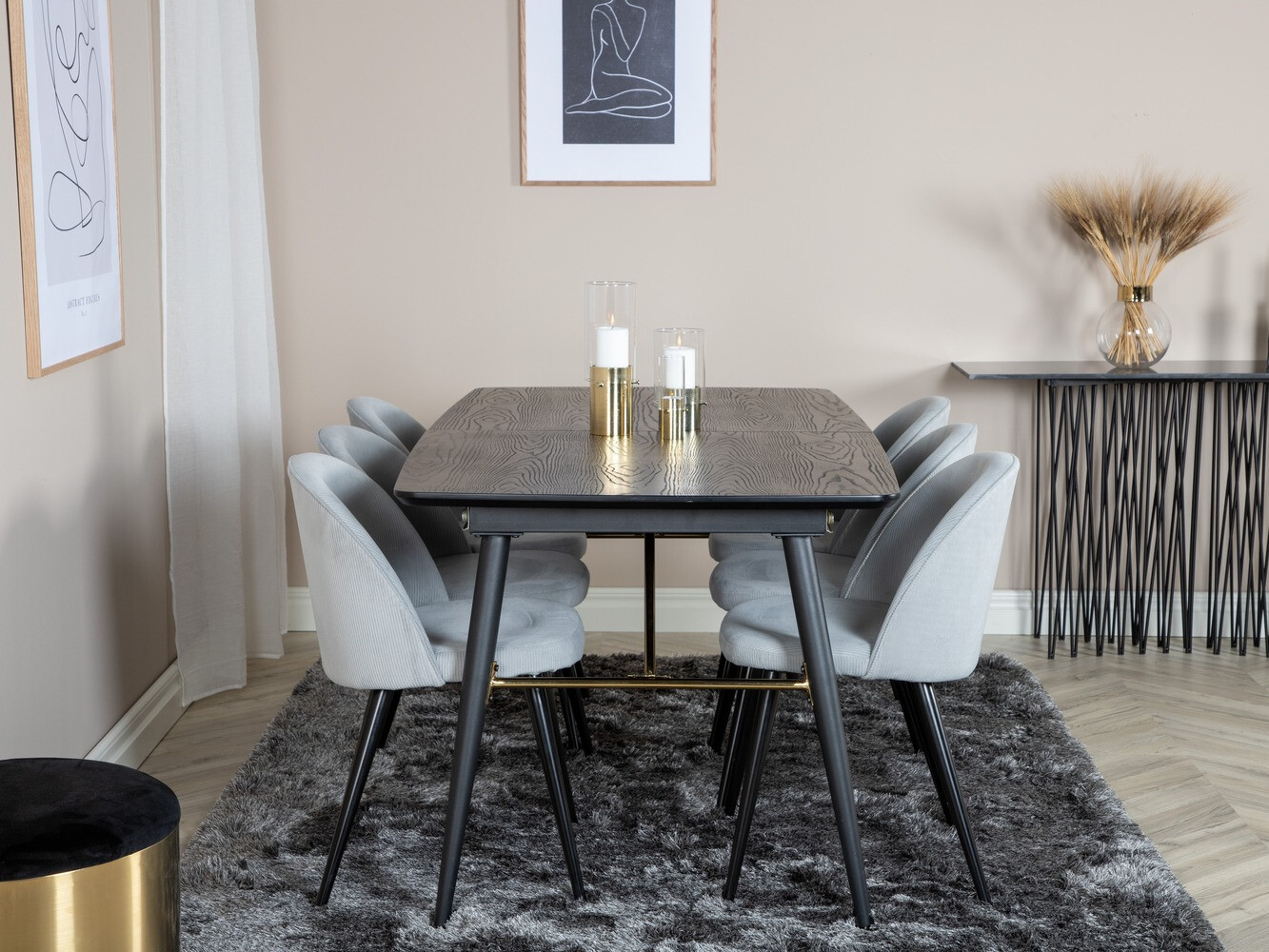 Dining set Dallas 1447 (Light grey + Black)