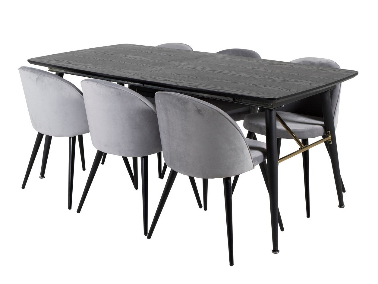 Dining set Dallas 1449 (Light grey + Black)