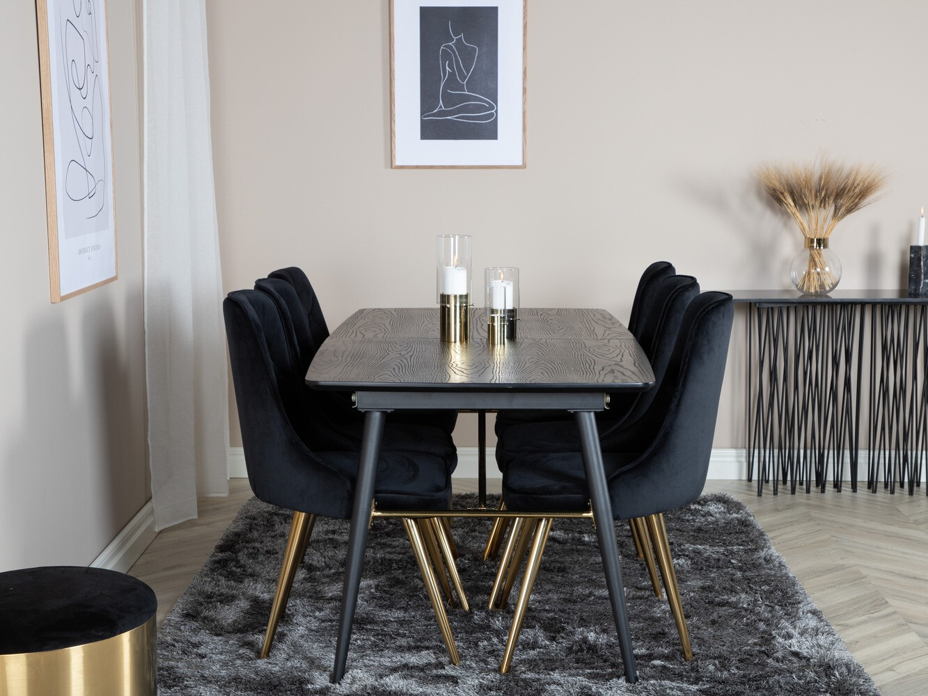 Dining set Dallas 1453 (Black + golden)
