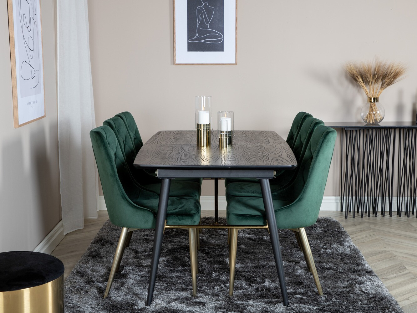 Dining set Dallas 1453 (Green + golden)