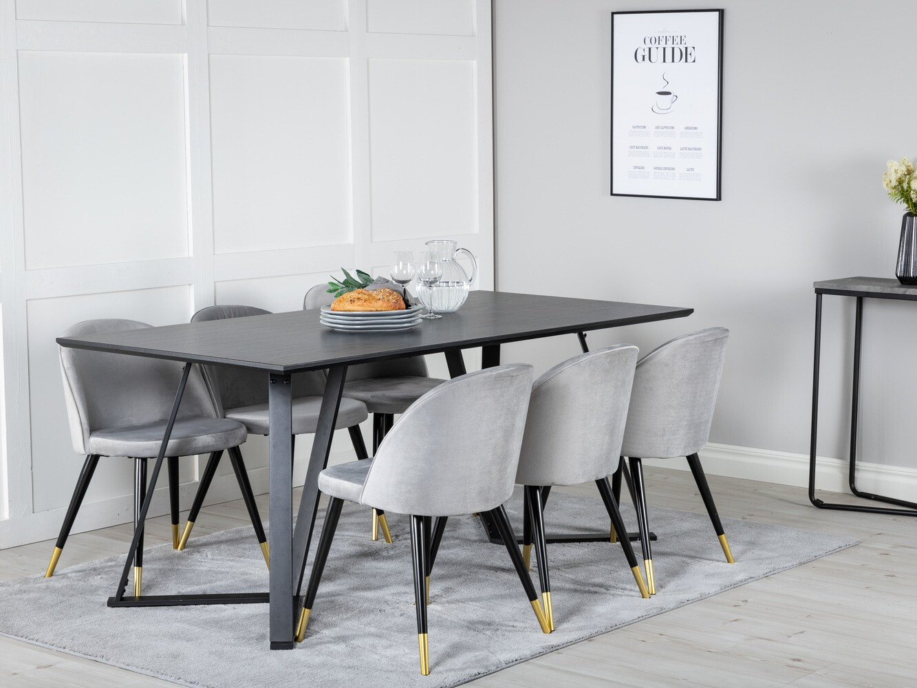 Dining set Dallas 1583 (Grey + Black)