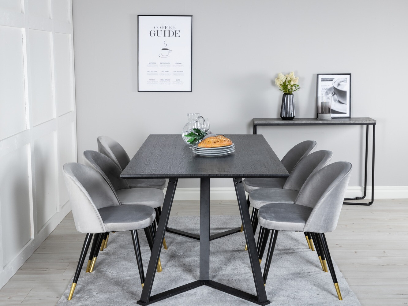 Dining set Dallas 1583 (Grey + Black)