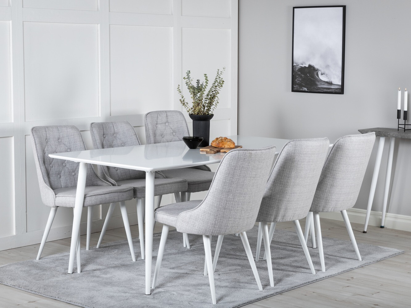 Dining set Dallas 1625 (Light grey + White)