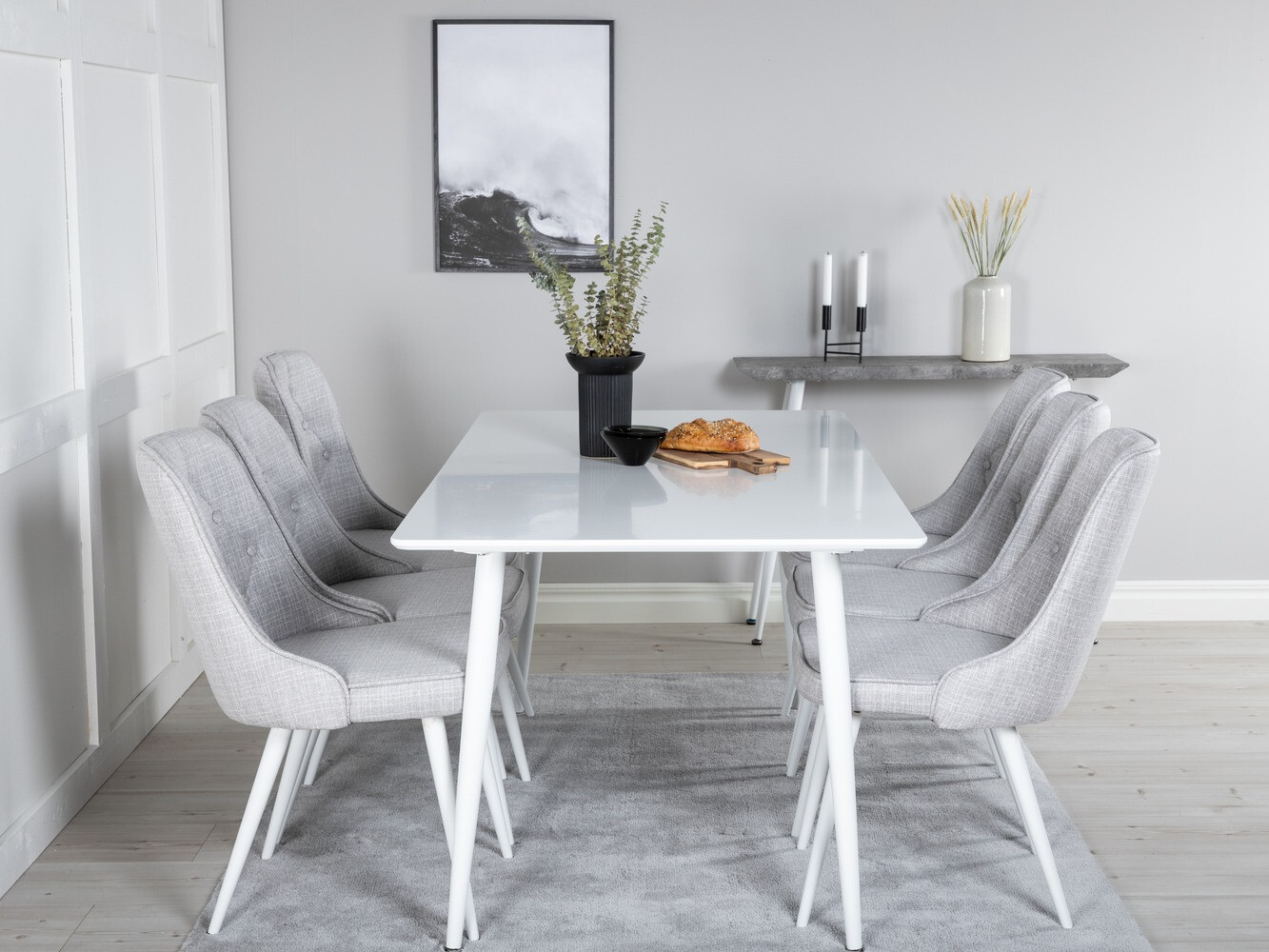 Dining set Dallas 1625 (Light grey + White)
