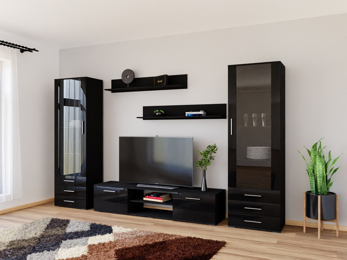 Living room set Tornola 109 (Black + Glossy black)