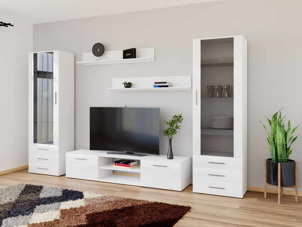 Living room set Tornola 109 (White + Glossy white)
