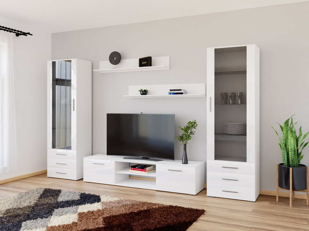 Living room set Tornola 109 (White + Glossy white)