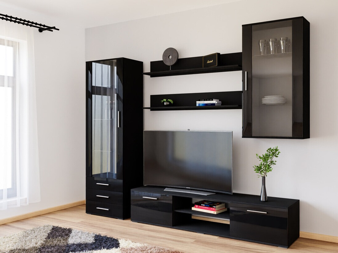 Living room set Tornola 114 (Black + Glossy black)