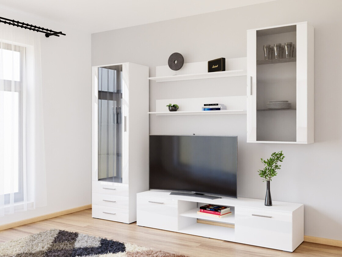 Living room set Tornola 114 (White + Glossy white)
