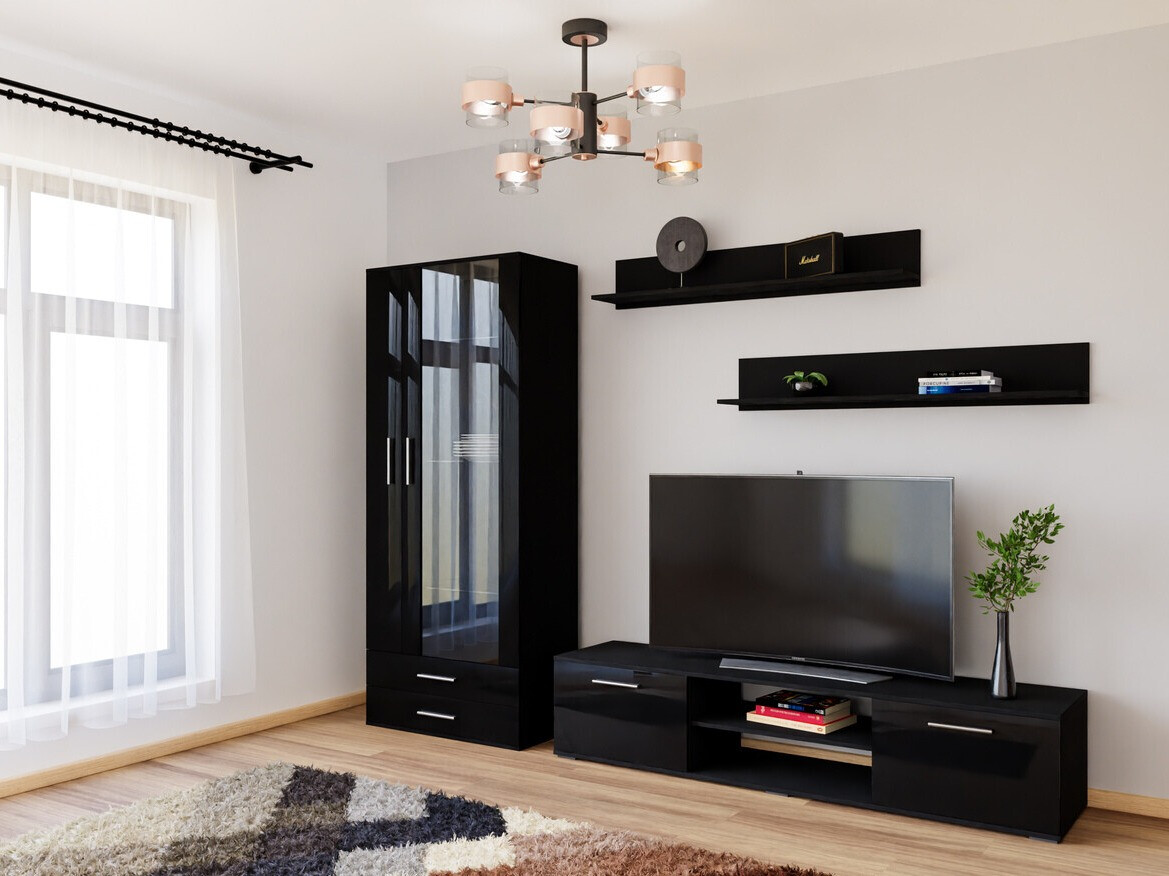 Living room set Tornola 115 (Black + Glossy black)