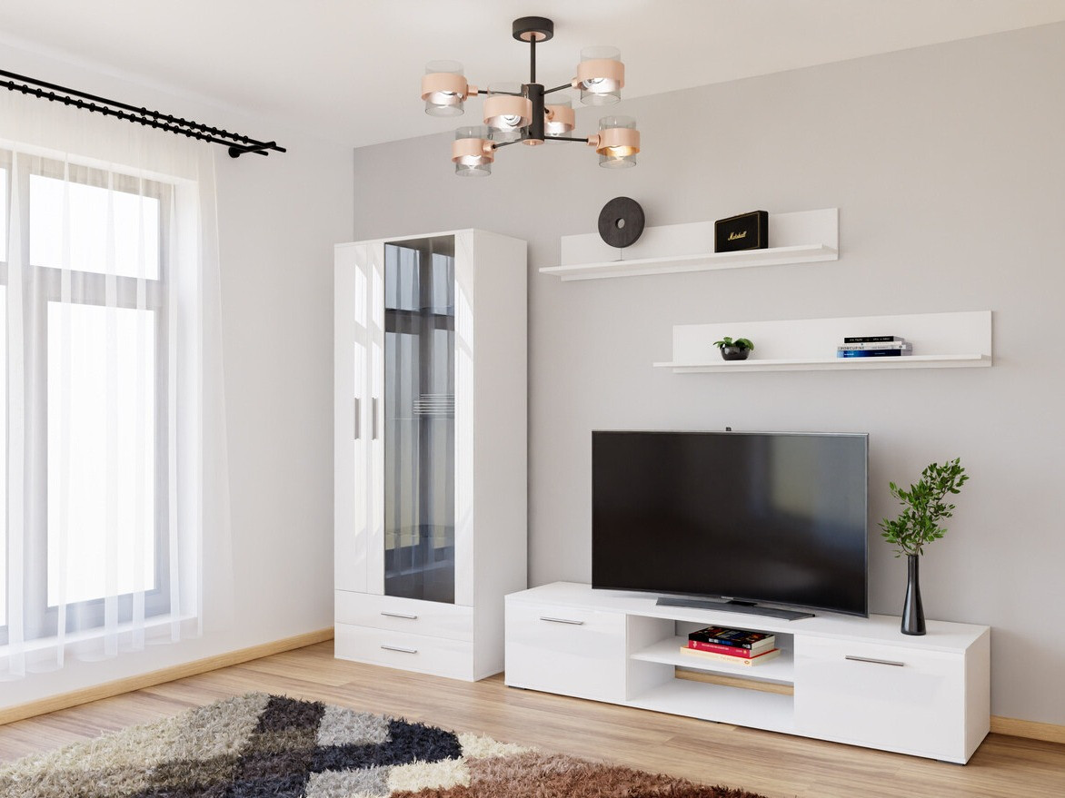 Living room set Tornola 115 (White + Glossy white)