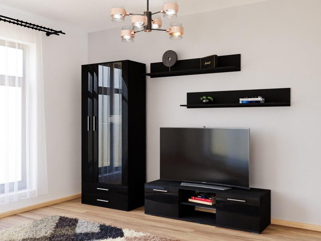Living room set Tornola 117 (Black + Glossy black)