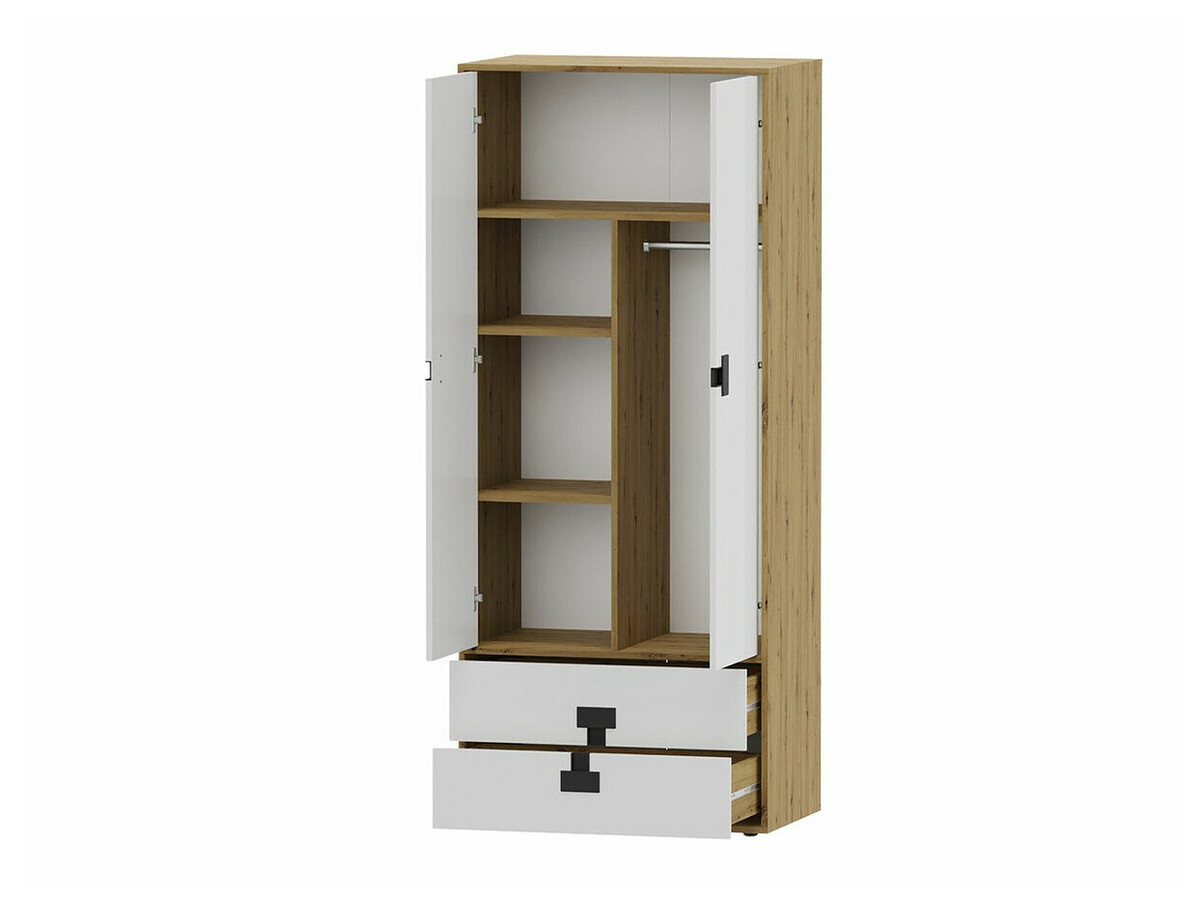 Home office set Florevi 104 (Matte white + Artisan oak)