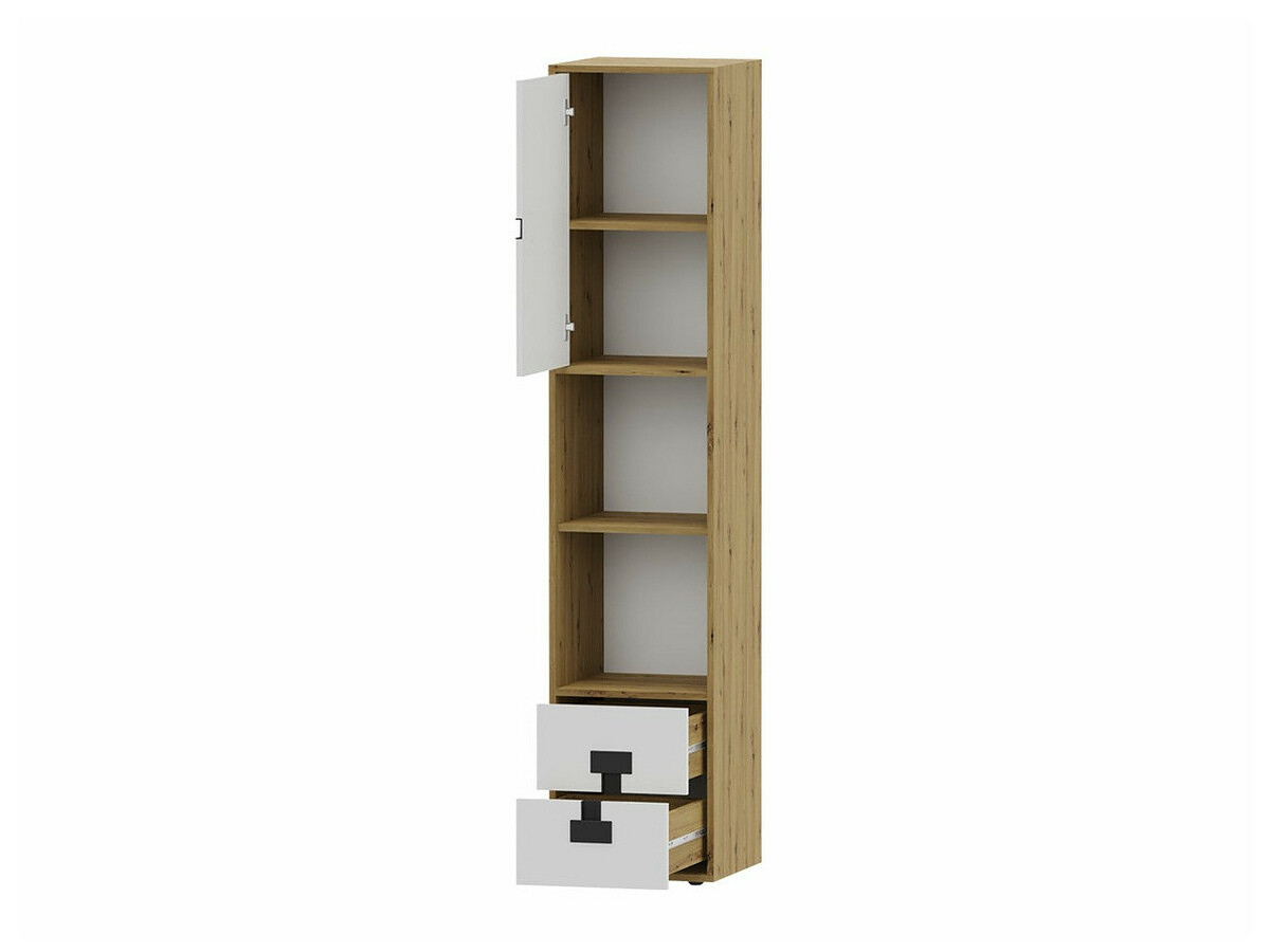 Home office set Florevi 104 (Matte white + Artisan oak)