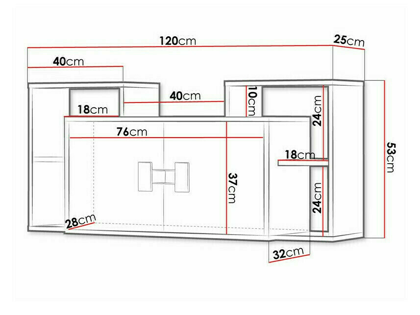Wall cabinet Florevi 107 (Gloss grey + Artisan oak)
