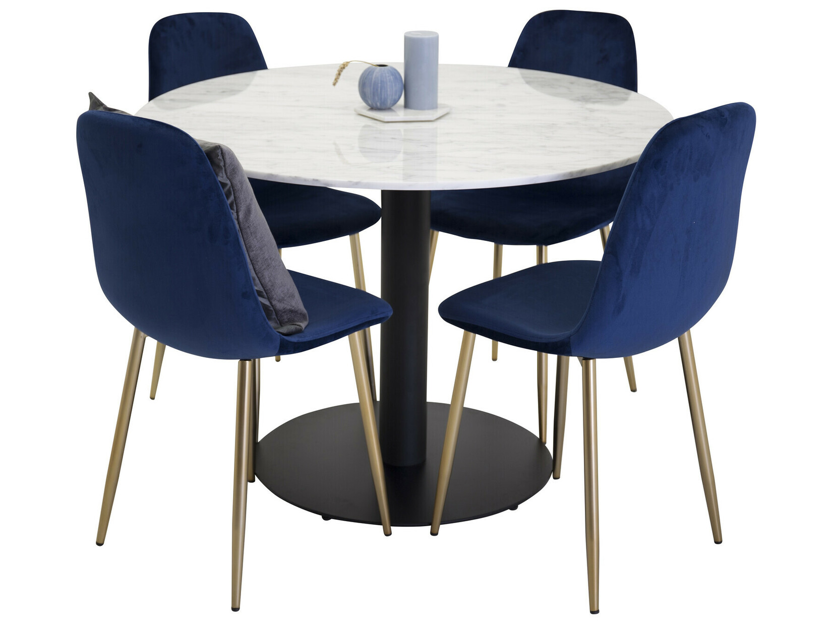 Dining set Dallas 2628 (White marble + Black)