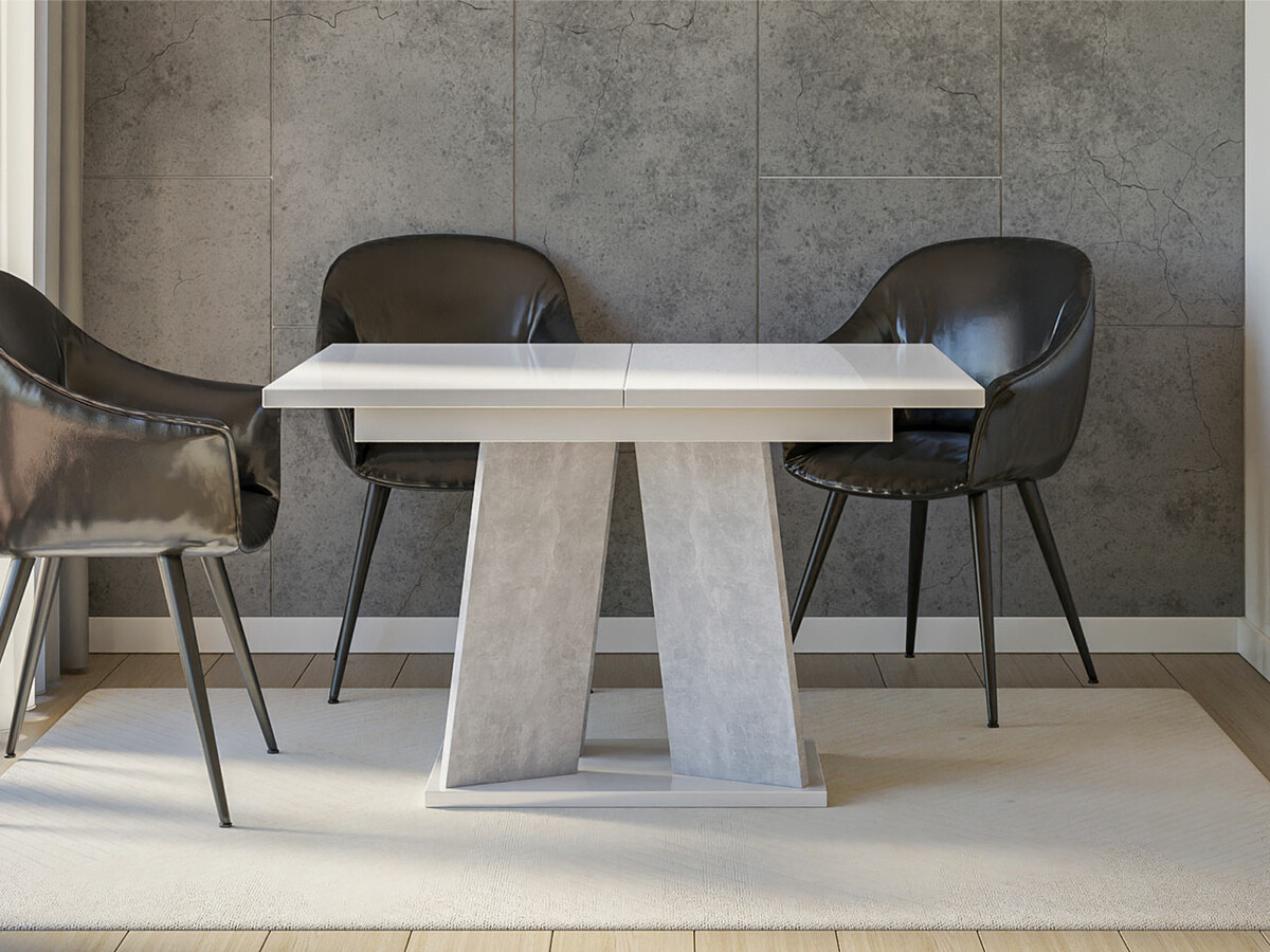 Table Goodyear 107 (Glossy white + Concrete)