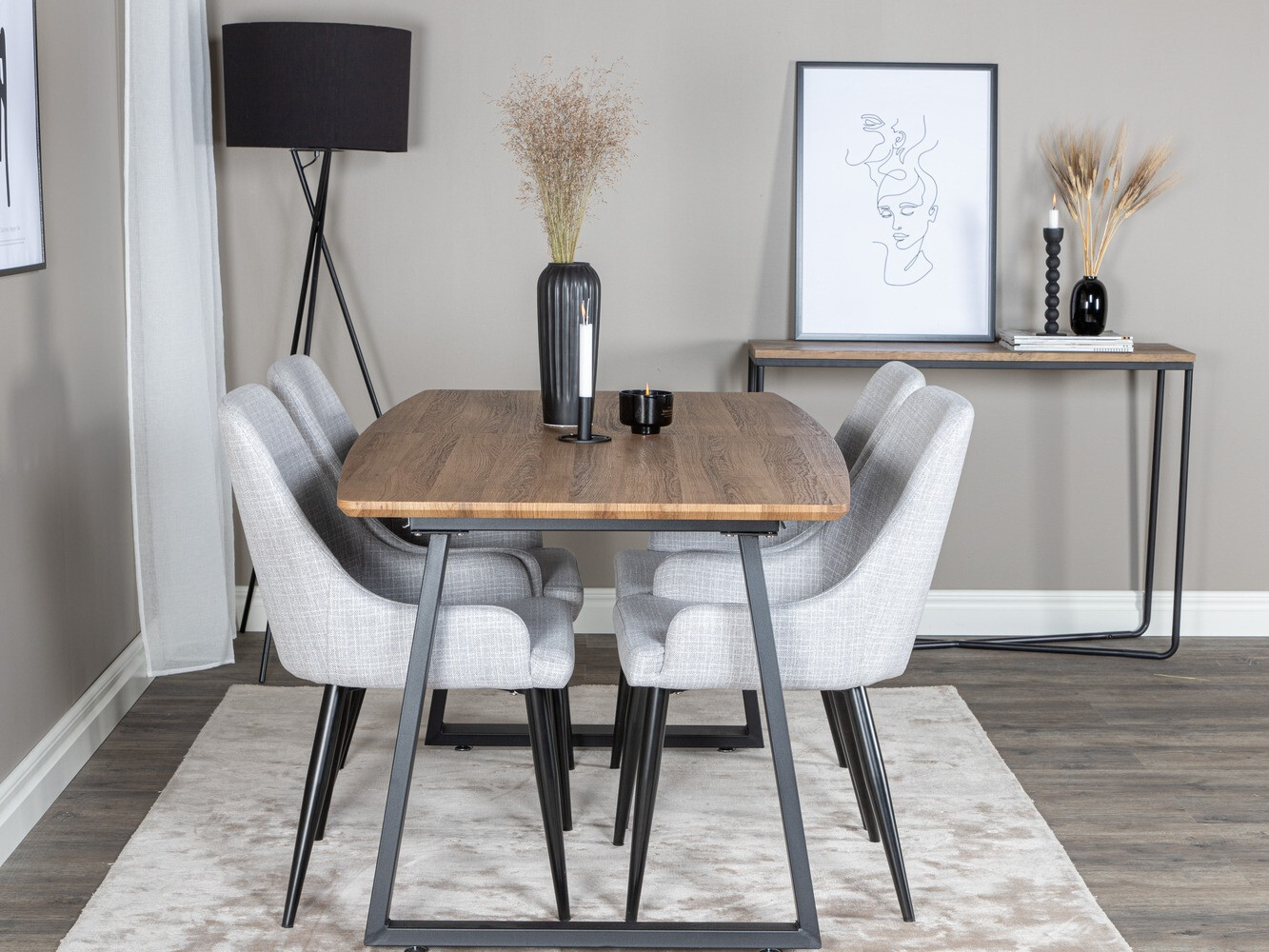 Dining set Dallas 334 (Light grey + Black)
