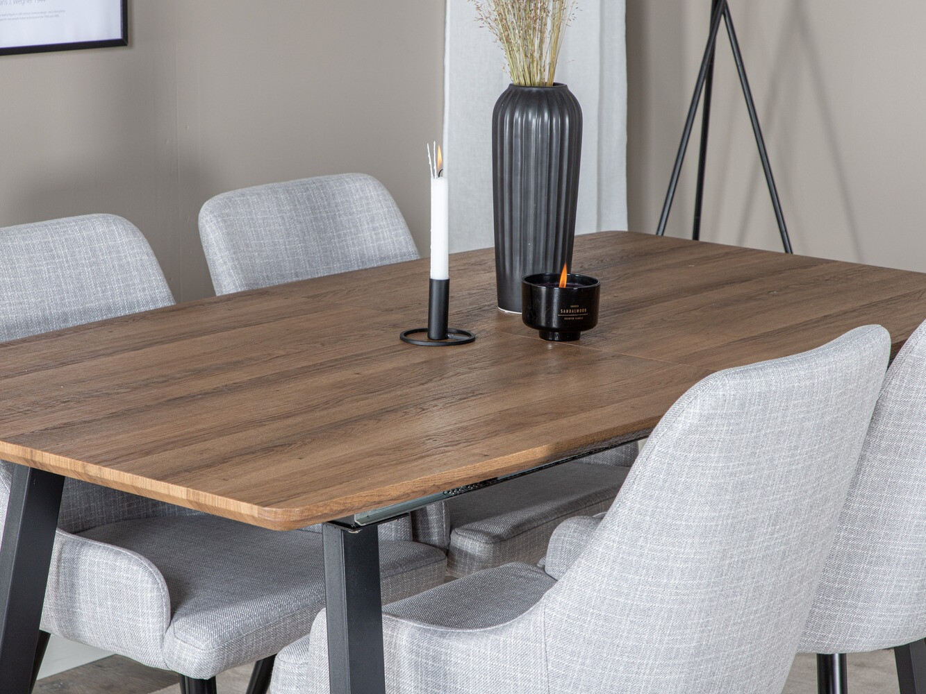 Dining set Dallas 334 (Light grey + Black)