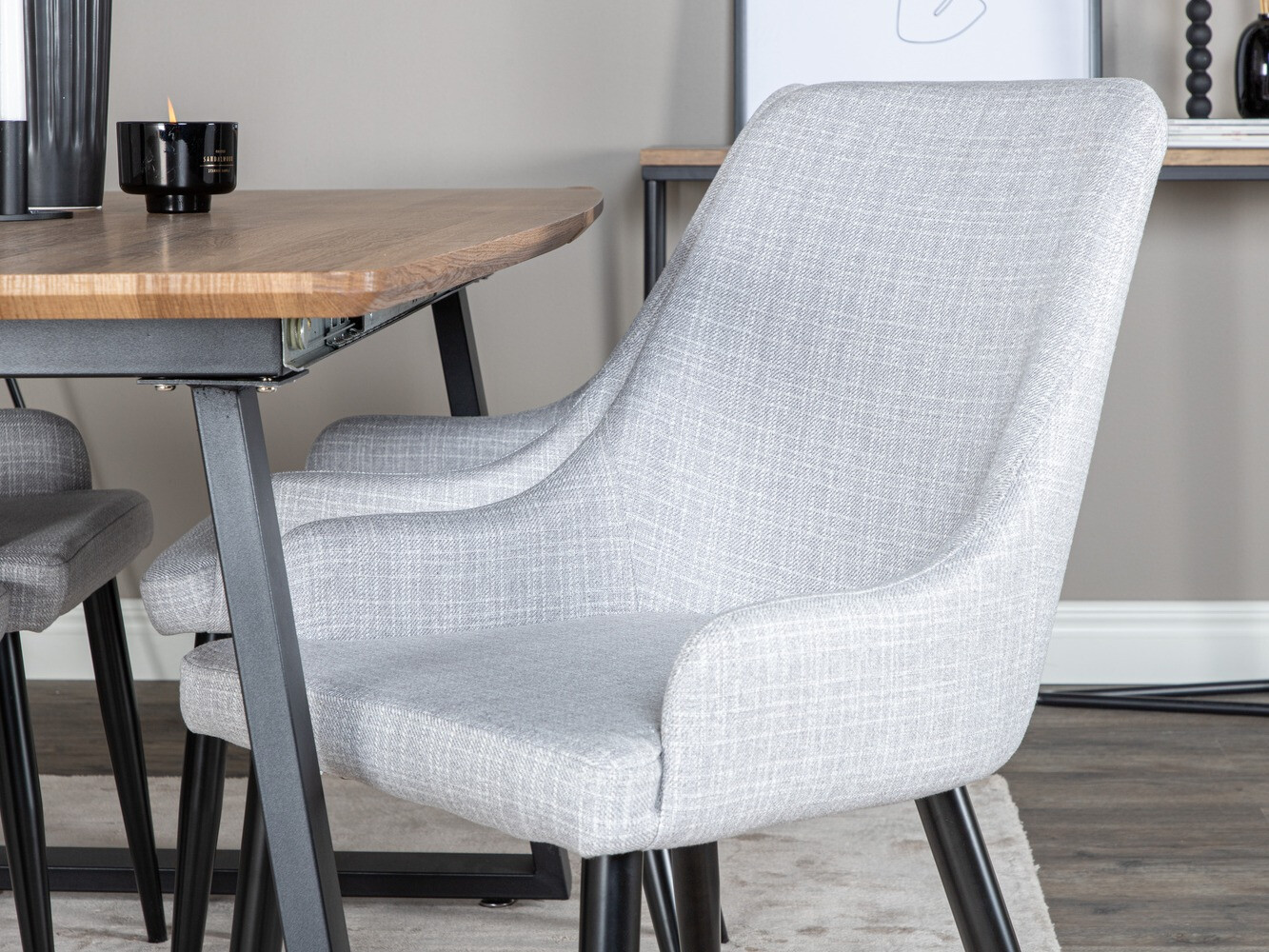 Dining set Dallas 334 (Light grey + Black)