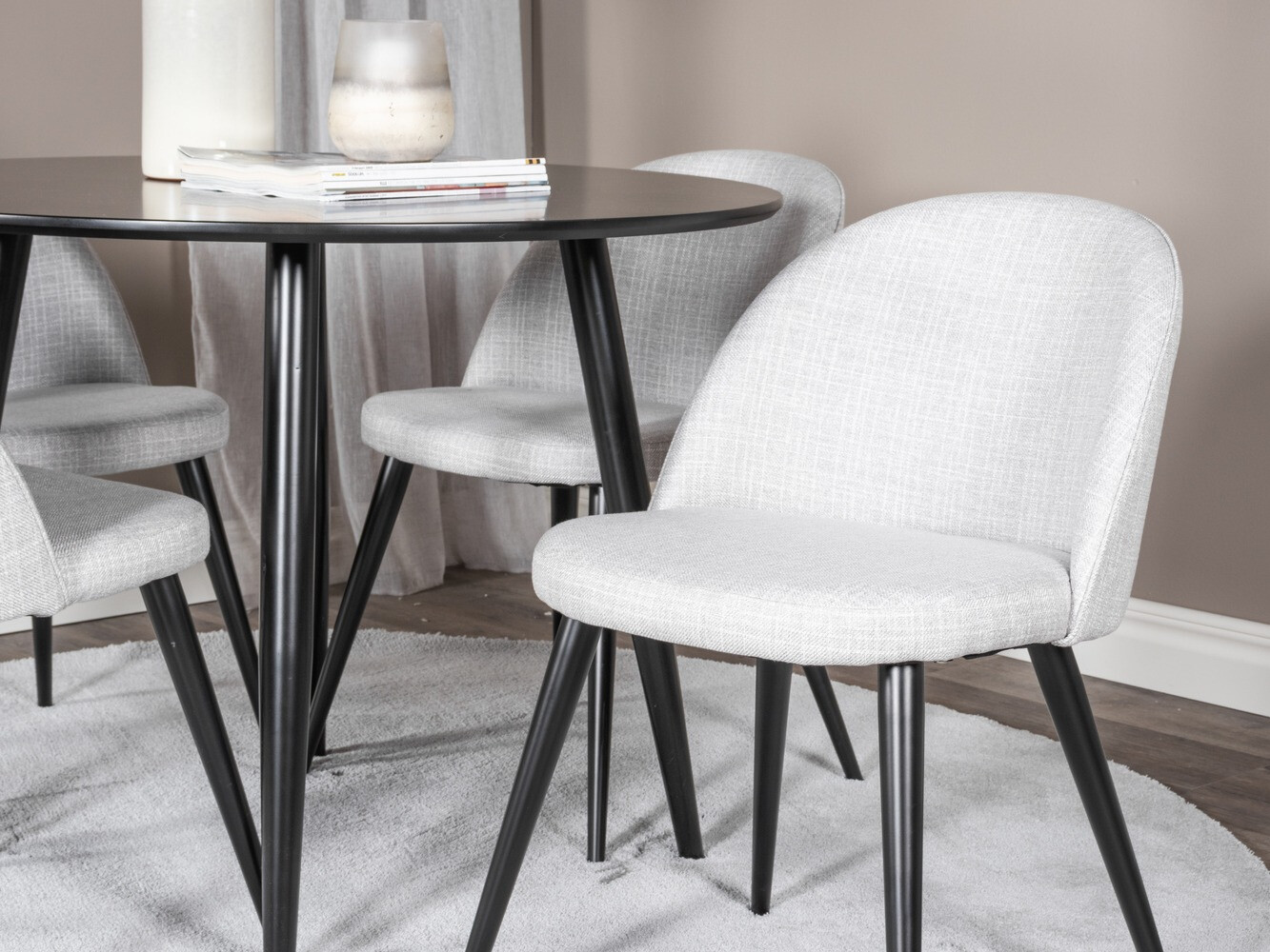 Dining set Dallas 343 (Light grey + Black)