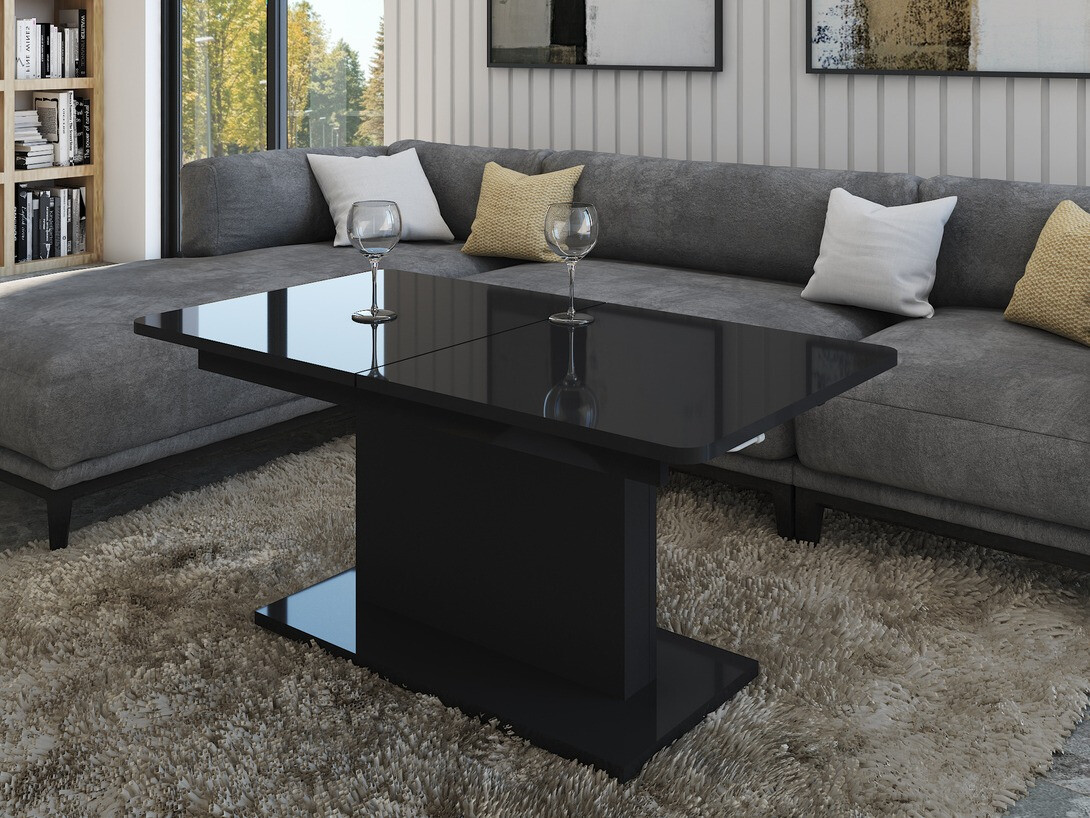 Coffee table transformer Ogden 158 (Glossy black + Black)