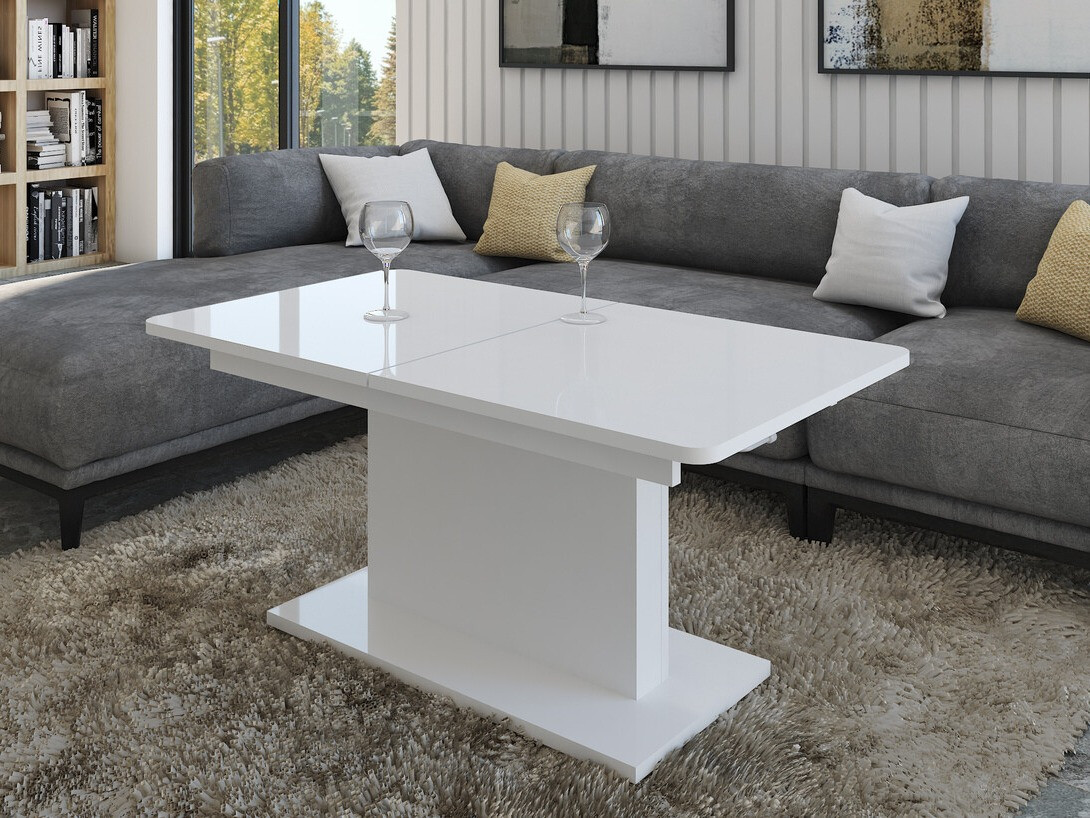 Coffee table transformer Ogden 158 (Glossy white + White)