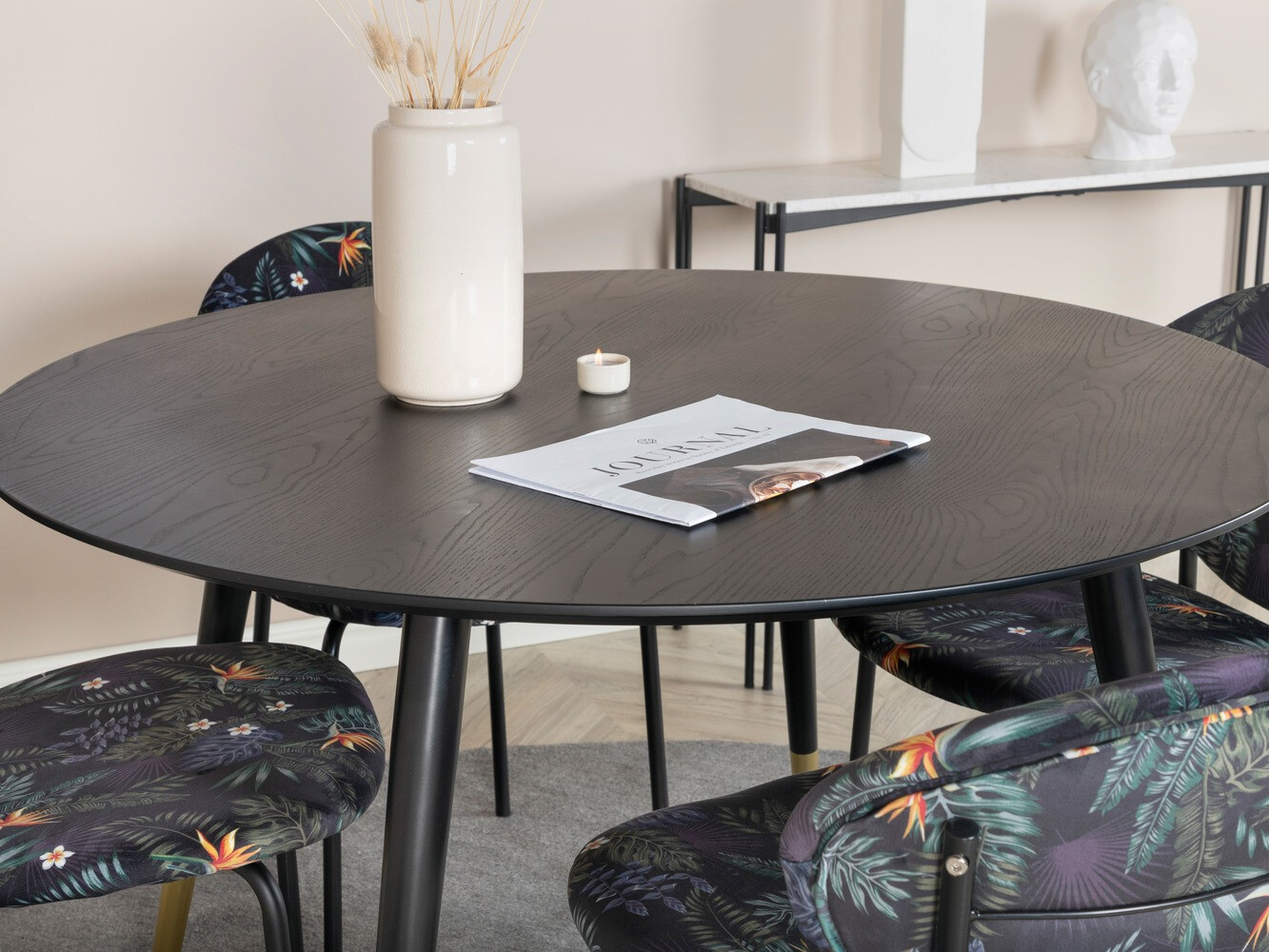 Dining set Dallas 1186 (Floral pattern + Black)