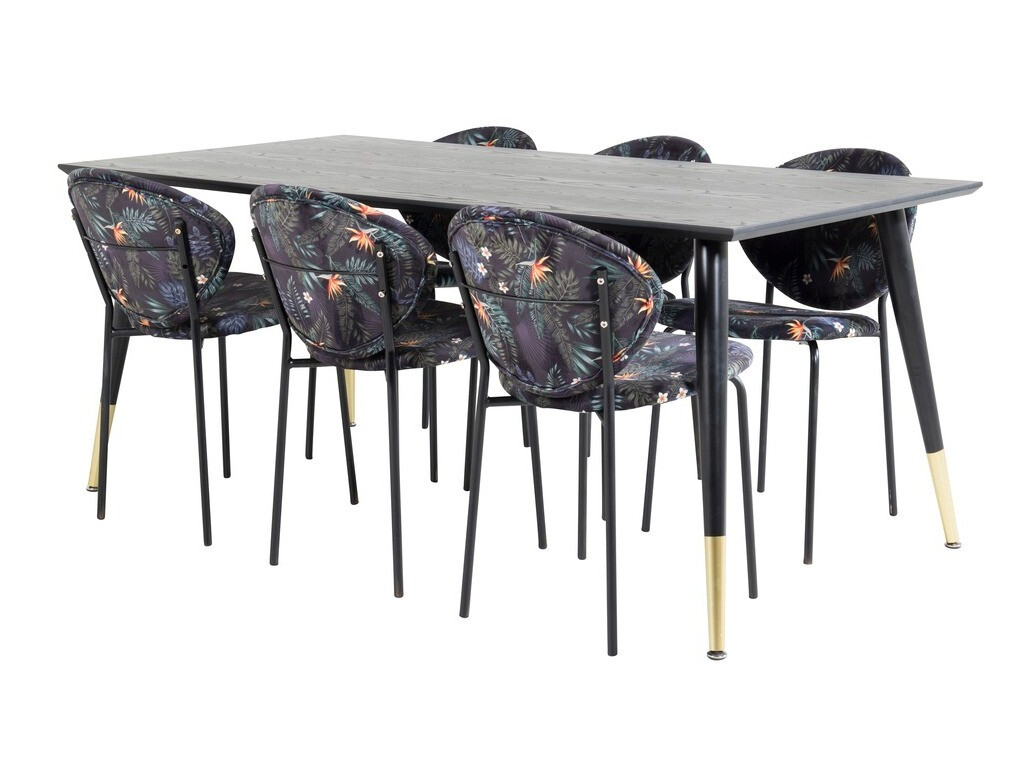 Dining set Dallas 1260 (Floral pattern + Black)