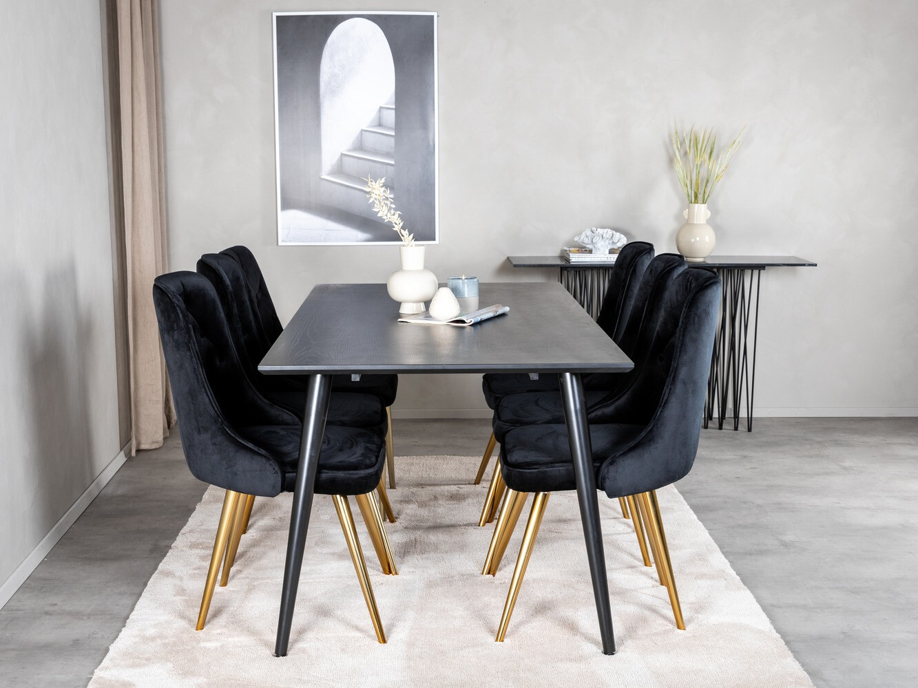 Dining set Dallas 1336 (Black + golden)