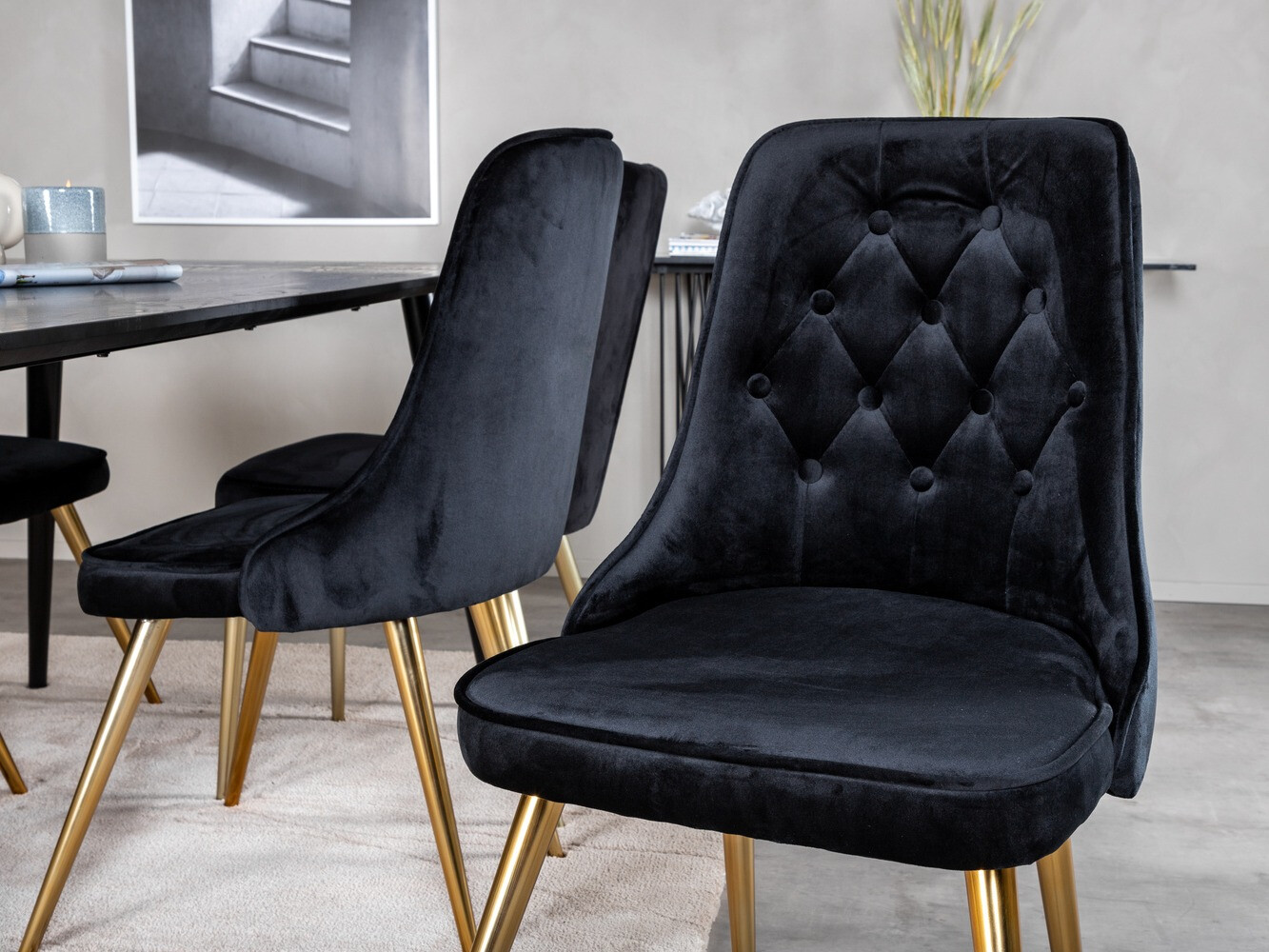Dining set Dallas 1336 (Black + golden)