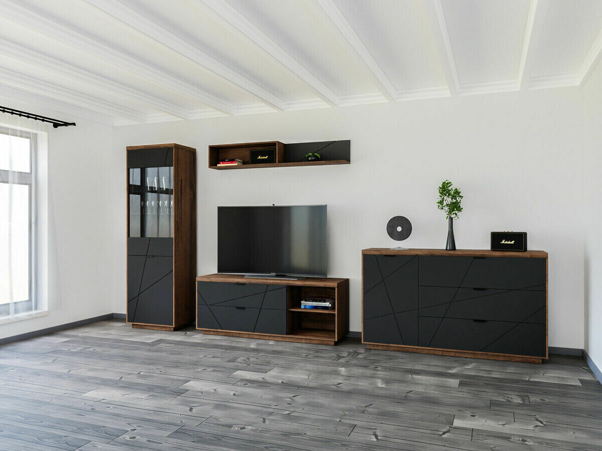 Living room set Fivale 114 (Dark Delano oak + Matt black)