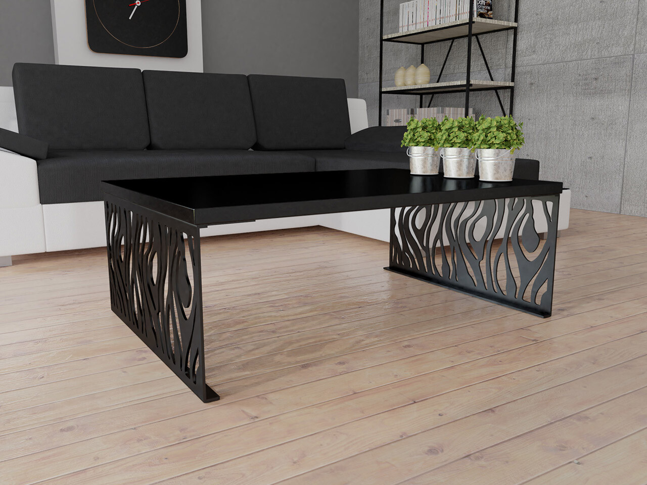 Coffee table Germantown 108 (Glossy black + Matte black)